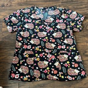 Black Flower Hedgehog Scrub Top